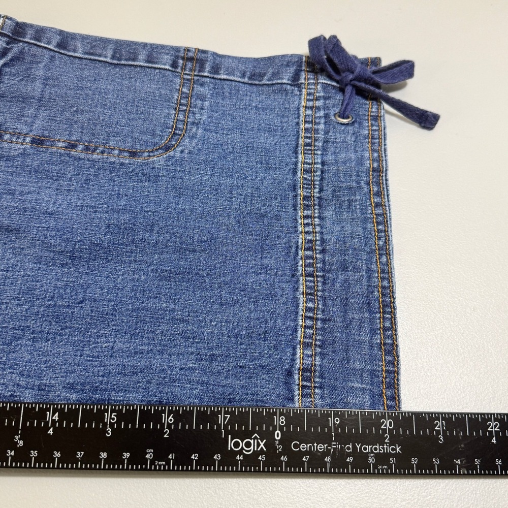 Coldwater Creek Womens Blue Denim Cargo Capri Jeans Size 8 Cropped Leg Tie - Picture 13 of 14